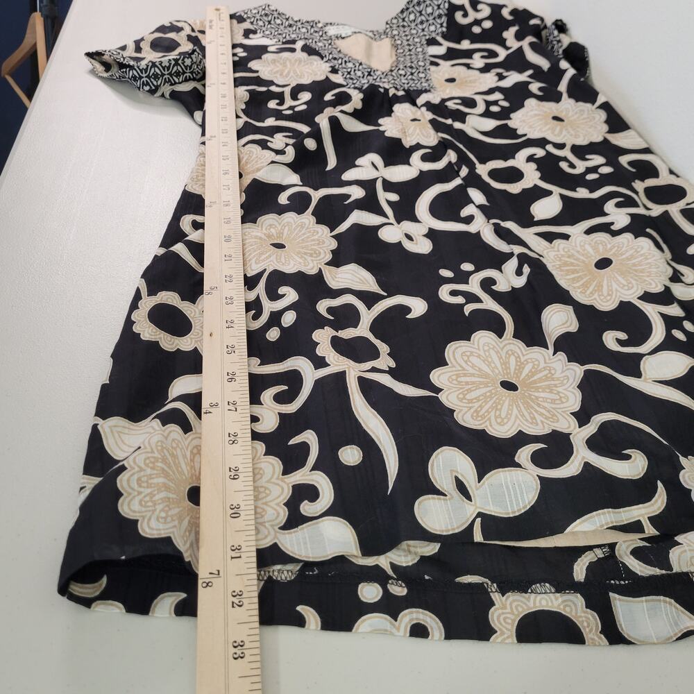 Trina Turk  Womens Black Floral Boho Travel Career Dress V-Neck Silk Blend SZ‎ 6 - Picture 8 of 8